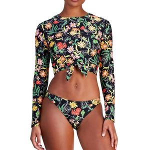 KATE SPADE CROPPED LONG SLEEVE RASH GUARD TOP & BOTTOM- ROOFTOP GARDEN NWT $148